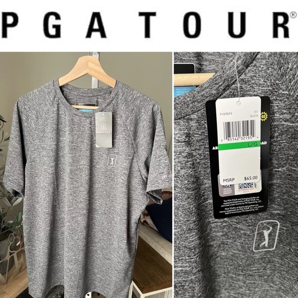 PGA Tour Men’s Performance Grey T-Shirt Size L NWT - Picture 1 of 7